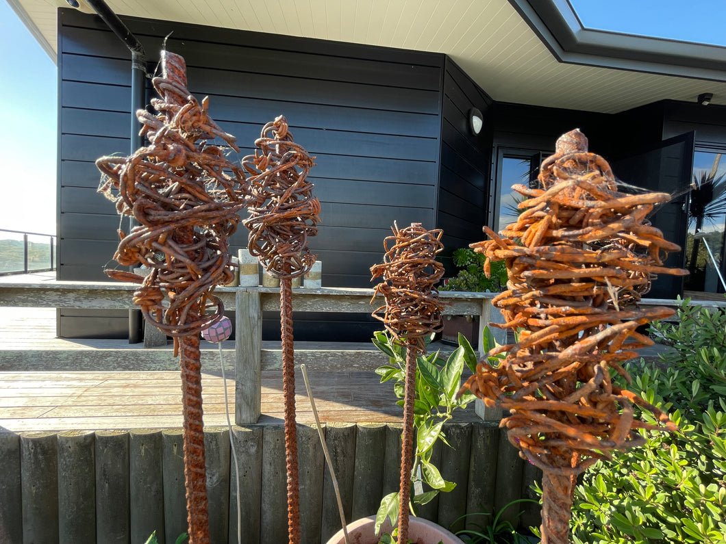 Rusty garden sculptures